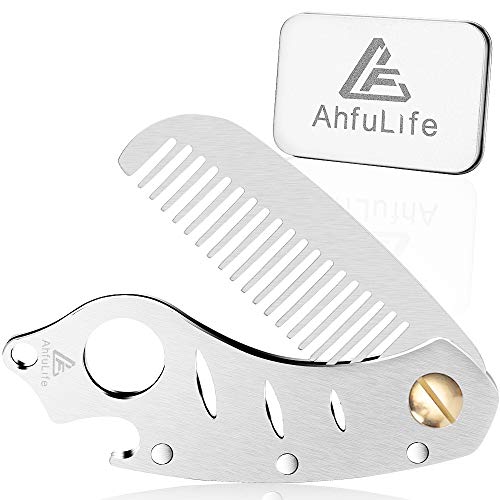 AhfuLife Faltbarer Metallkamm und Bartkamm,...